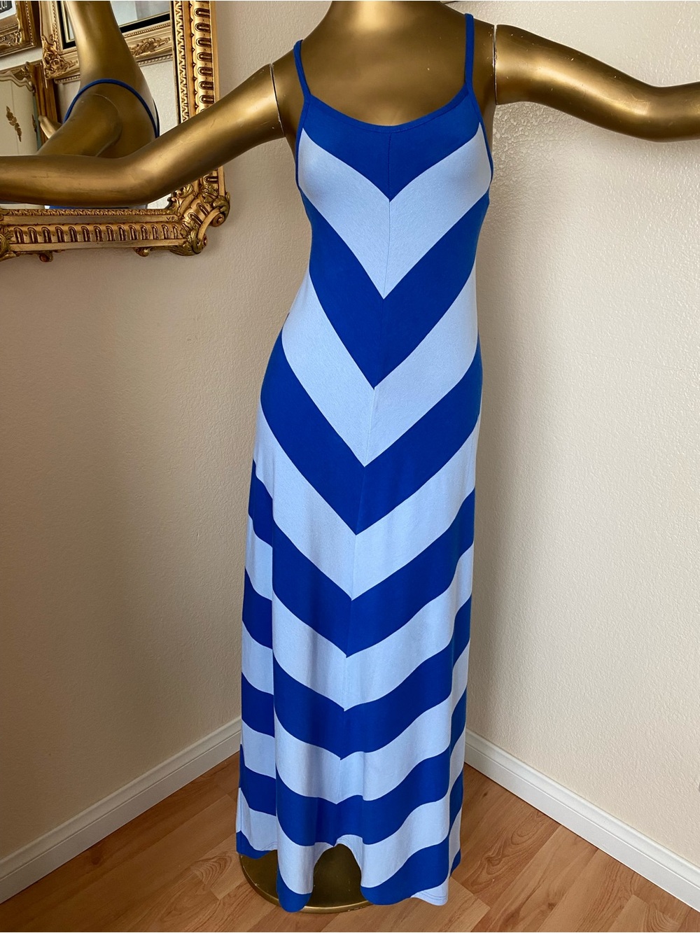 GAP The Now Dress Blue Chevron Stripe